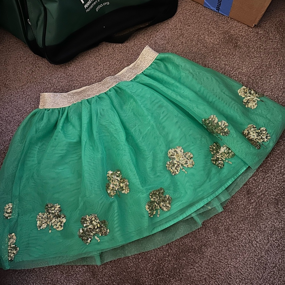 Cat & Jack Green Skirt with Gold Floral Accents